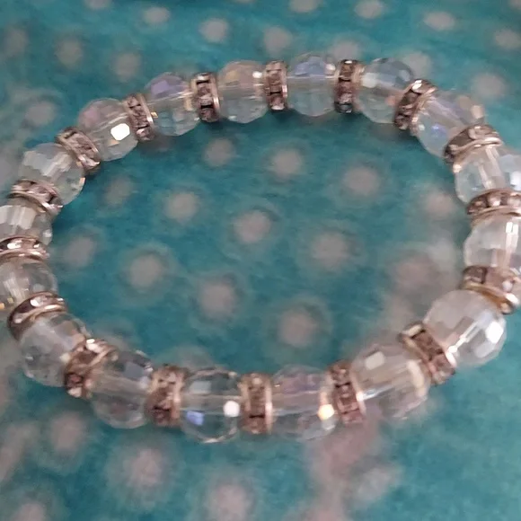 4 PC Crystal Beaded Faceted Rhinestone Stretch bracelets - Picture 6 of 11